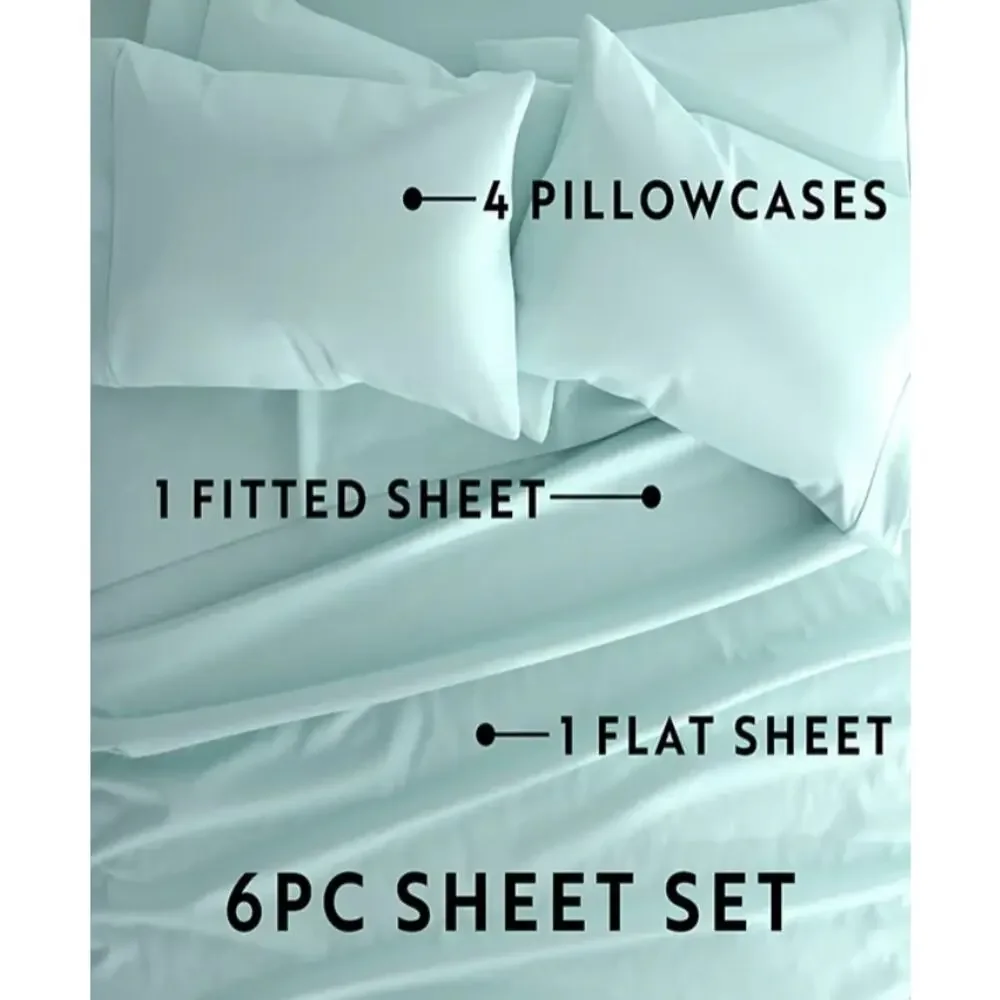 ienjoy Home Solids in Style 6-Pc. Sheet Set, Queen Color:Aqua